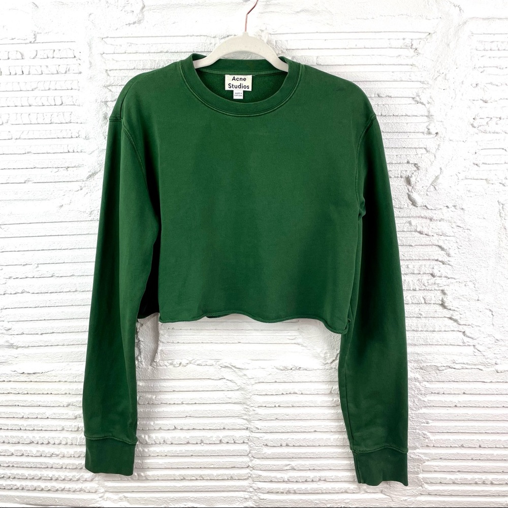Acne Forest Green Cropped Sweatshirt